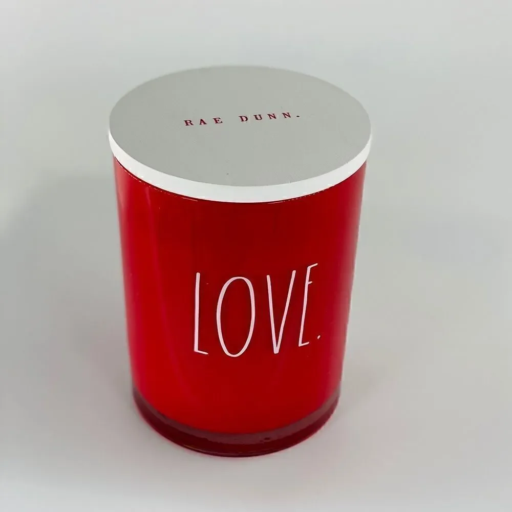 Rae Dunn Glass Red Love Candle